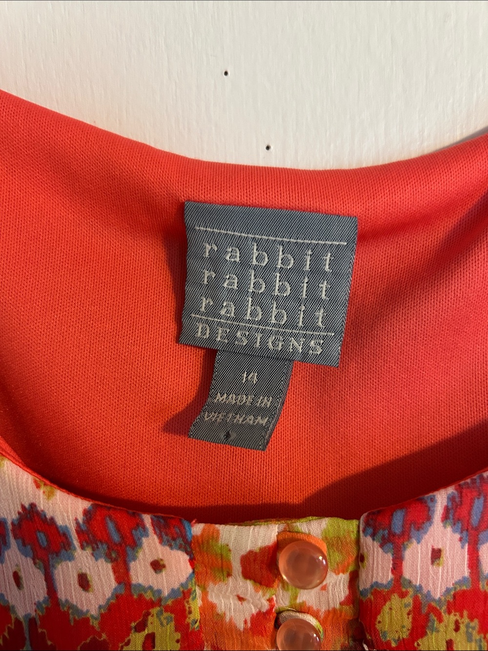 Rabbit Rabbit Rabbit Coral and Multi-Color Printed Sleeveless Top - Picture 2 of 5